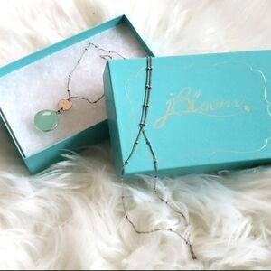 JBloom Capri silver tone necklace and green pendant